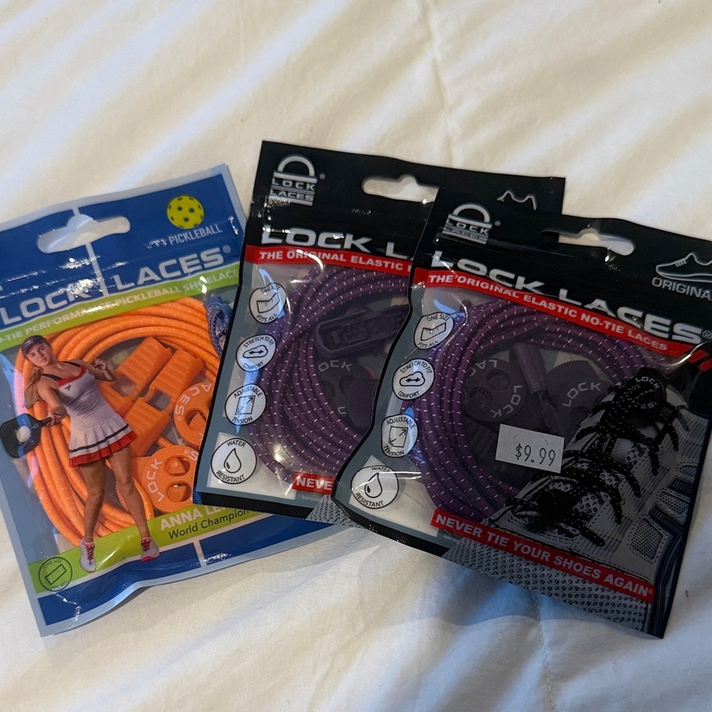 Lock Laces No-Tie Elastic Shoelaces - Purple and Orange 3pr